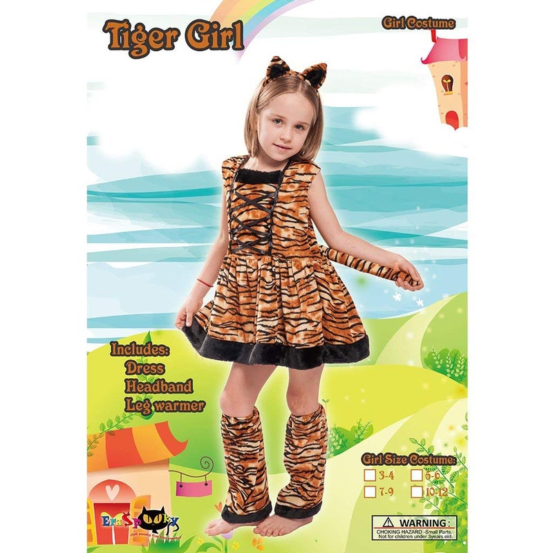 EraSpooky Little Tiger Costume Kids Halloween Animal Costume Big Cat Outfit for Girls - Image 4